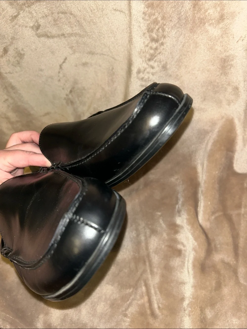 Ralph Lauren Collection Sleek Black Polished Italian Leather Shoe Loafers 13